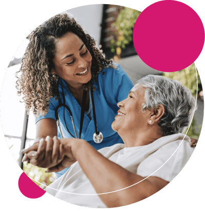 happy home health nurse and patient