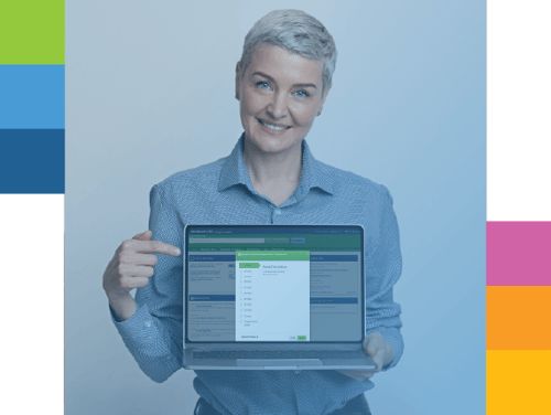 businesswoman using home health coding center